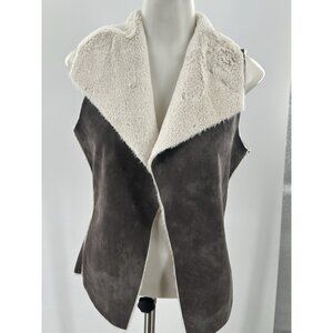 Naked Zebra Vest Womens Super Soft Faux Suede Sherpa Lightweight Brown Small